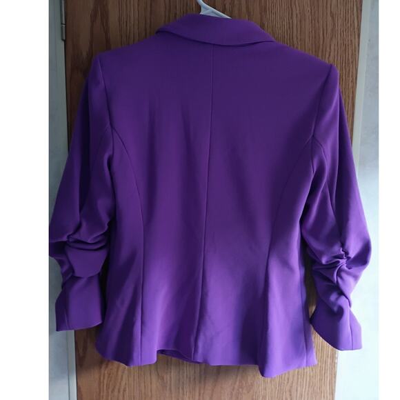 Vntg 2000s Boston Proper Purple Travel Knit 2-Piece Set Blazer 4 Dress Sz XS - Picture 8 of 16